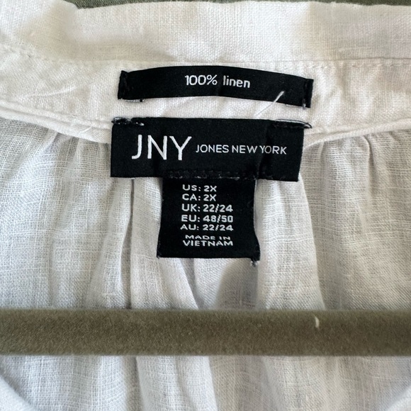 Jones New York Sz 2X 100% Linen Popover Tunic  Top Blouse Lagenlook Minimalist - Picture 5 of 5